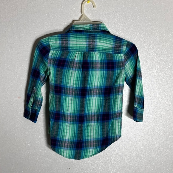 Girls Arizona Green Plaid Button Up Shirt Long Sleeve Size 5 - Picture 5 of 5